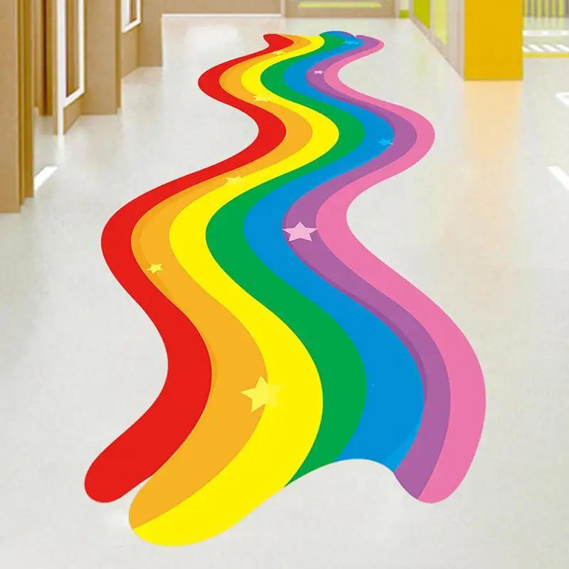 

Nordic Wear-resistant Floor Stickers Kids's Rooms Decoration Schools Kindergartens Cartoon Running Track Shopping Malls Posters