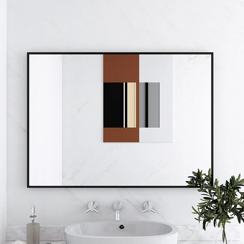 

Modern Rectangle Mirror Makeup Wall Mounted Safety Shaving Mirror Aesthetic Clear Espelho Maquilhagem Com Led Home Improvement