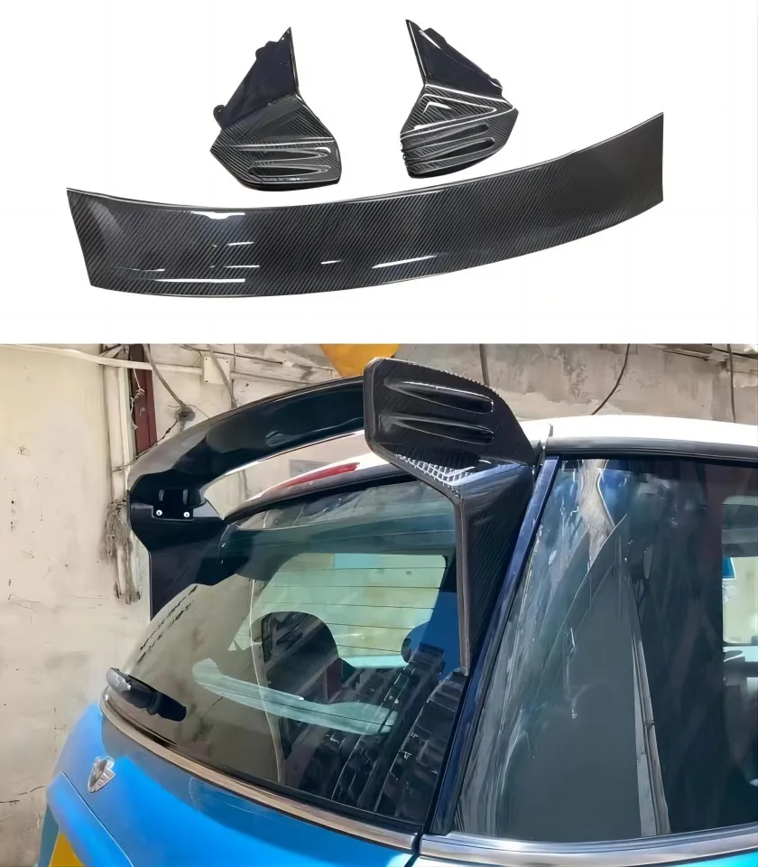 For Mini R56 Carbon Fiber Rear Spoiler JCW Style Fiber Glass Wing Lip Part Drift Racing FRP Roof Splitter Trim Auto Bodykit