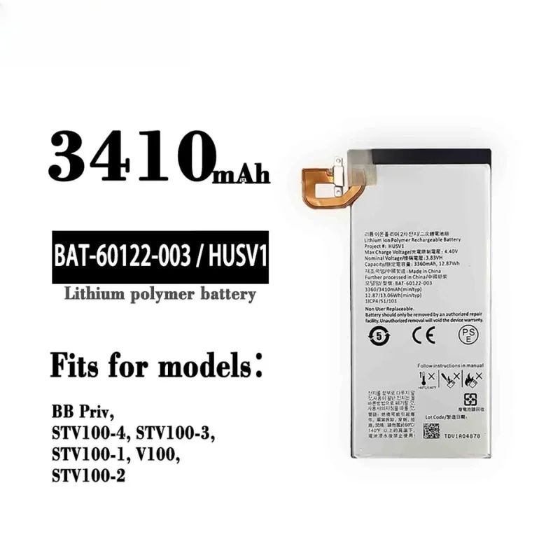 3410mAh Mobile Phone Battery For BlackBerry Priv STV100-1 2 3 4 HUSV1 BAT-60122-003 Smartphone Batteries High Quality Battery