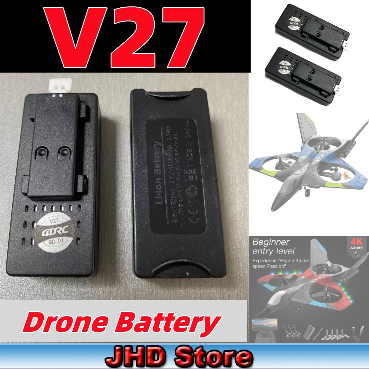 JHD 4D-V27 szybowiec piankowy dron oryginalna bateria 3.7V 1000mah bateria 4DRC V27 bateria zdalnie sterowany samochód bateria hurtowa