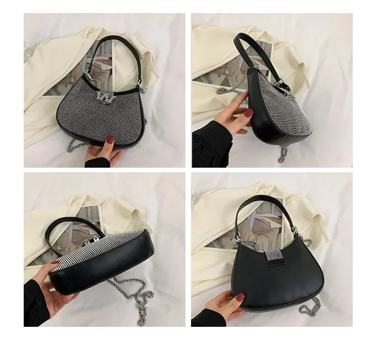 Hot Sale Texture Underarm Female Bag 2023 New Fashion Rhindiamond Women Shoulder Bag Girl Letter W Crossbody China Bag BM127