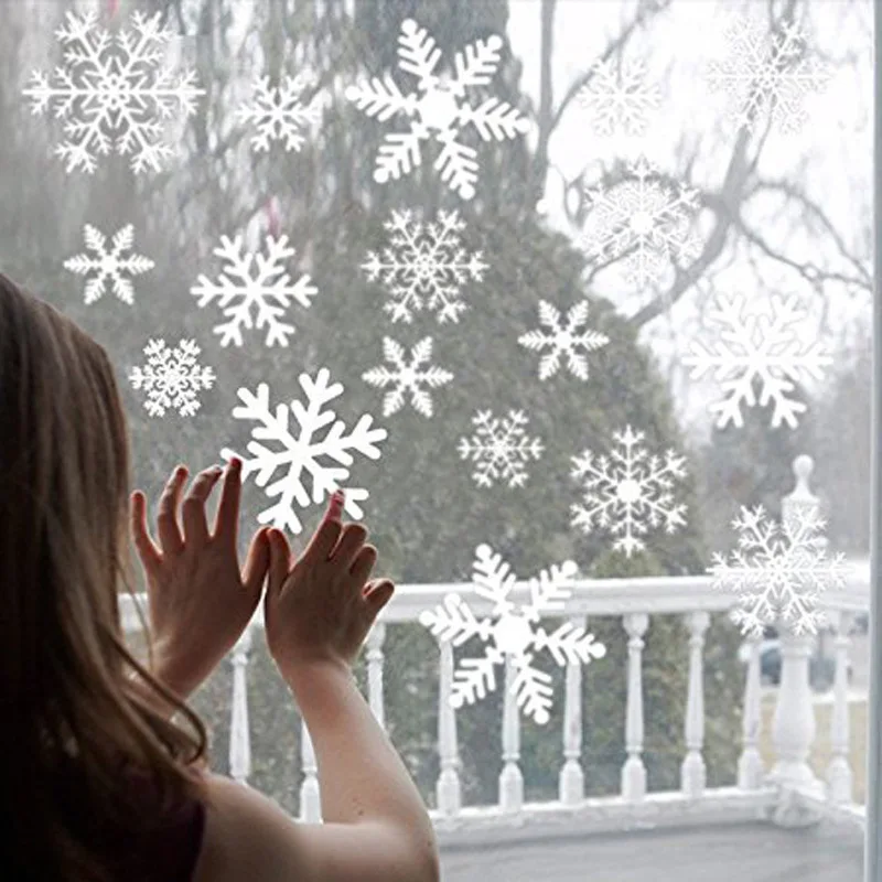 36pcs/lot White Snowflake Christmas Wall Stickers Glass Window Sticker Christmas Decorations for Home New Year Gift Navidad 2024