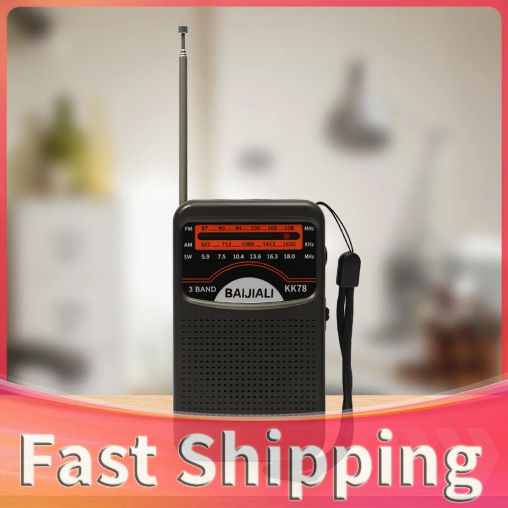 Digital Radio Built-in Speaker Portable Mini Radio SW/AM/FM Battery Operated Telescopic Antenna for Indoor Outdoor Emergency Use