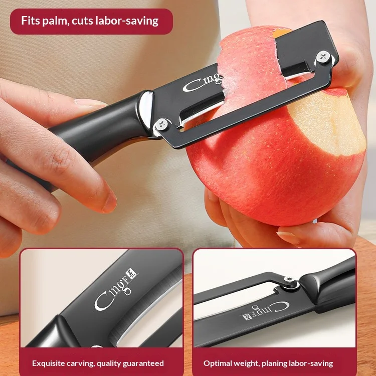 Titanium-coated fruit peeling knife, kitchen multi-functional scraping knife, sugarcane and potato peeling knife, peeling tool view 4