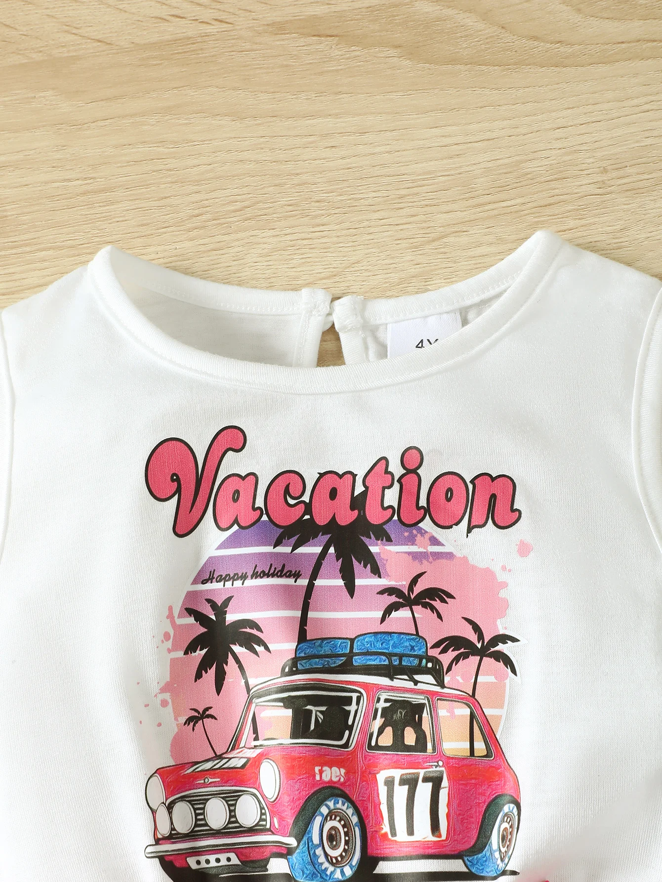 New 2024 Summer Child Girl Jumpsuit sleeveless Cartoon Pattern  Fashion Bodysuits with Belt Daily Wear for Kids Girl 4-7 Years