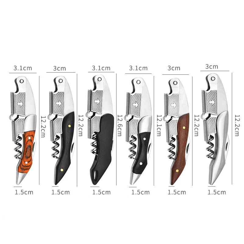 LMETJMA 3 in 1 Waiter Corkscrew Wine Opener Wooden Handle Heavy Duty Corkscrews Cork Openers Manual Restaurant Wine Key JT331