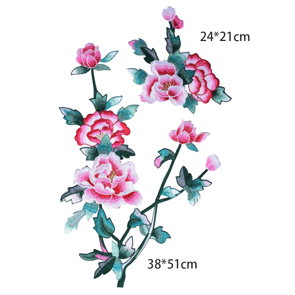 Rosa Blumen-Applikationen, Stickerei-Aufnäher, Stoff für Abendkleider, Vorhang-Accessoires, zum Aufnähen, Spitzen-Aufnäher, DIY-Reparatur – Detail 3