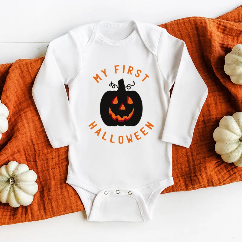 2023 Autumn Baby Clothes My 1st Halloween Newborn Bodysuit Long Sleeve Baby Girl Clothes Cotton Jumpsuit