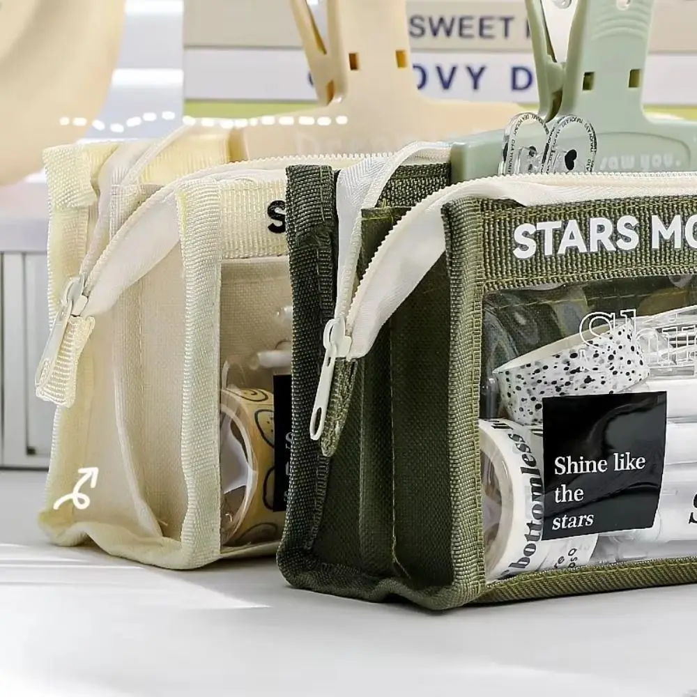 Triangle PVC Transparent Pencil Case Three-dimensional Large Capacity Stationery Storage Bag Transparent Waterproof