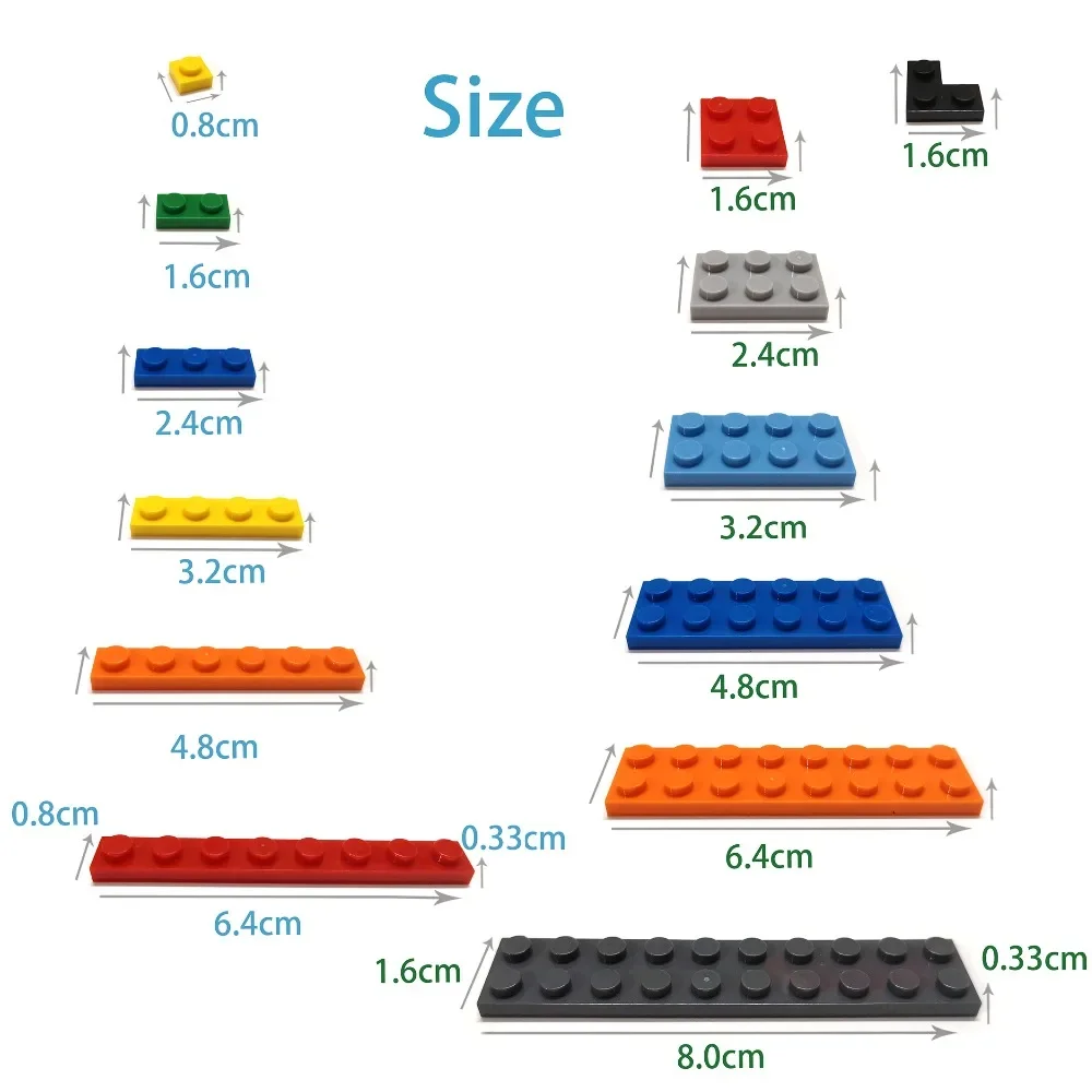 20PCS/lot DIY Building Blocks thin 2x10 Dots 12 Colors Educational Creative Bricks Size Compatible With 3832 Toys for Children