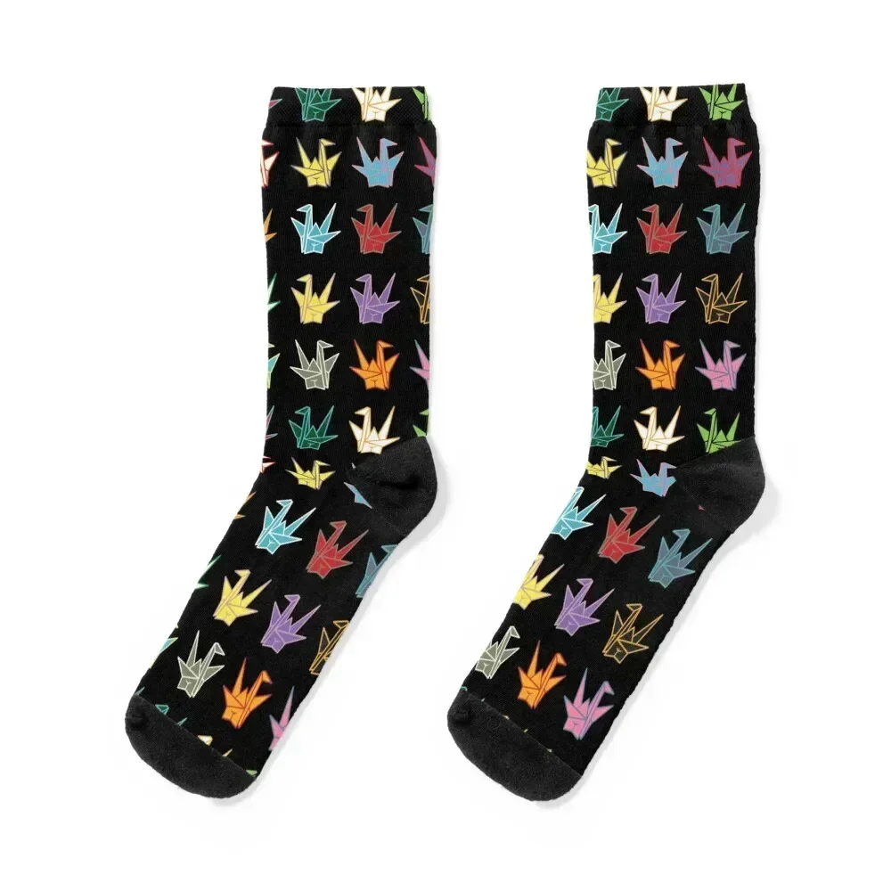 

Origami Cranes Socks hiphop men cotton high quality Toe sports hockey Designer Man Socks Women's