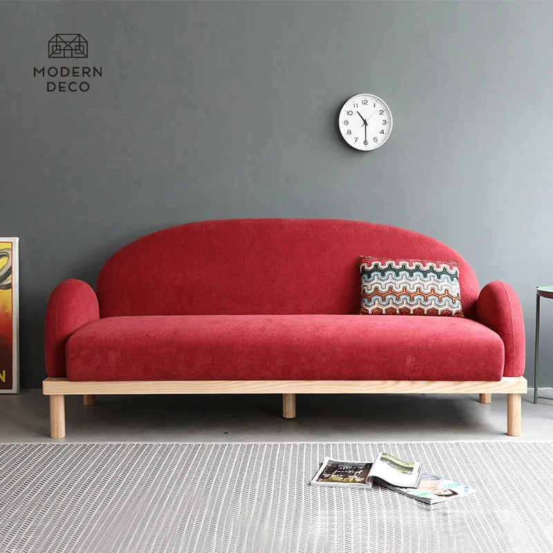 

Mid century Modern Sofa with Wooden Legs Velvet Furniture Classic Retro Vintage Royal