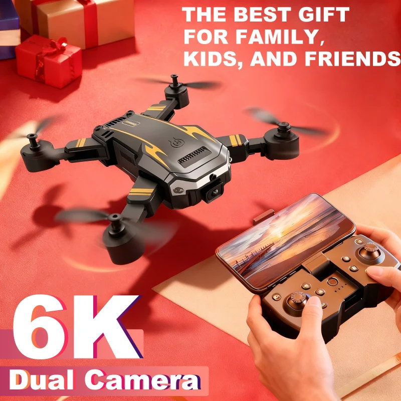6K Drone HD Dual Camera, Foldable Four-Axis Brushless Motor Aircraft, FPV WIFI Function, Comes with Remote Control and Spare Par