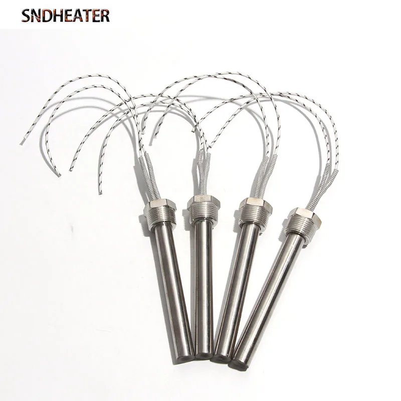 SNDHEATER 110V/220V/380V DN25/32mm Threaded Single Head Tube 20/25mm Tube Dia. 100-300mm Length Thread Cartridge Heaters 1pc