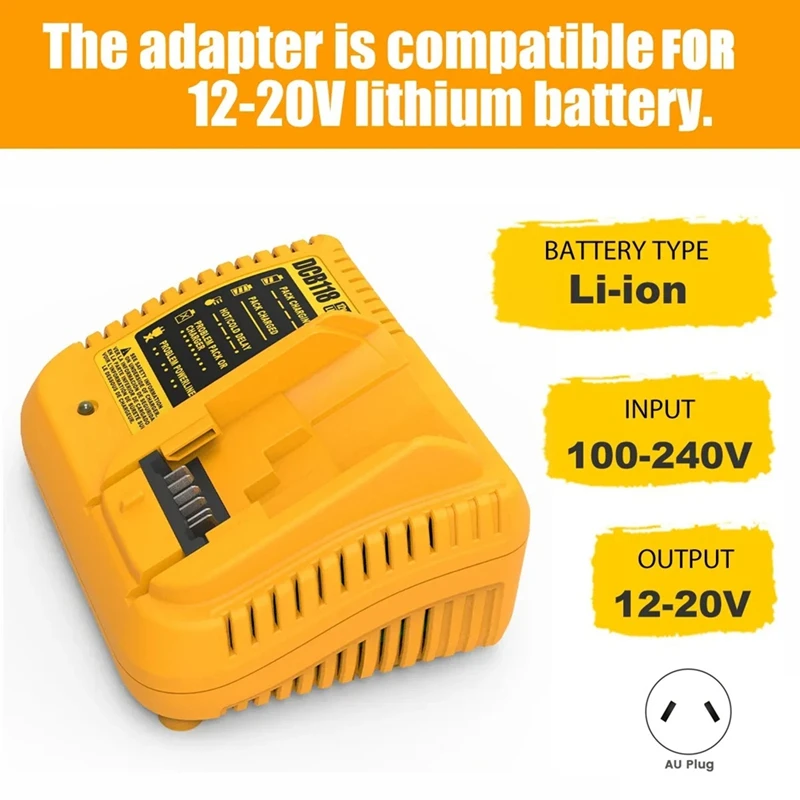 A81M New DCB118 DCB112 Lithium Battery Charger For Dewalt 10.8V 12V 14.4V 18V 20V DCB206 DCB205 DCB204 DCB203 DCB120