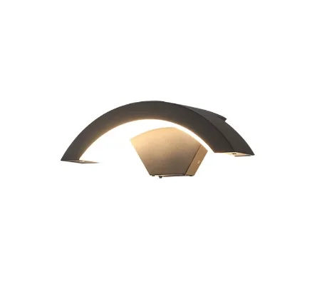 PIR Motion Sensor LED Moon‑Shape Outdoor Wall Sconce, 24W IP65 Waterproof Warm White Security Light for Garden Porch Villa Exter