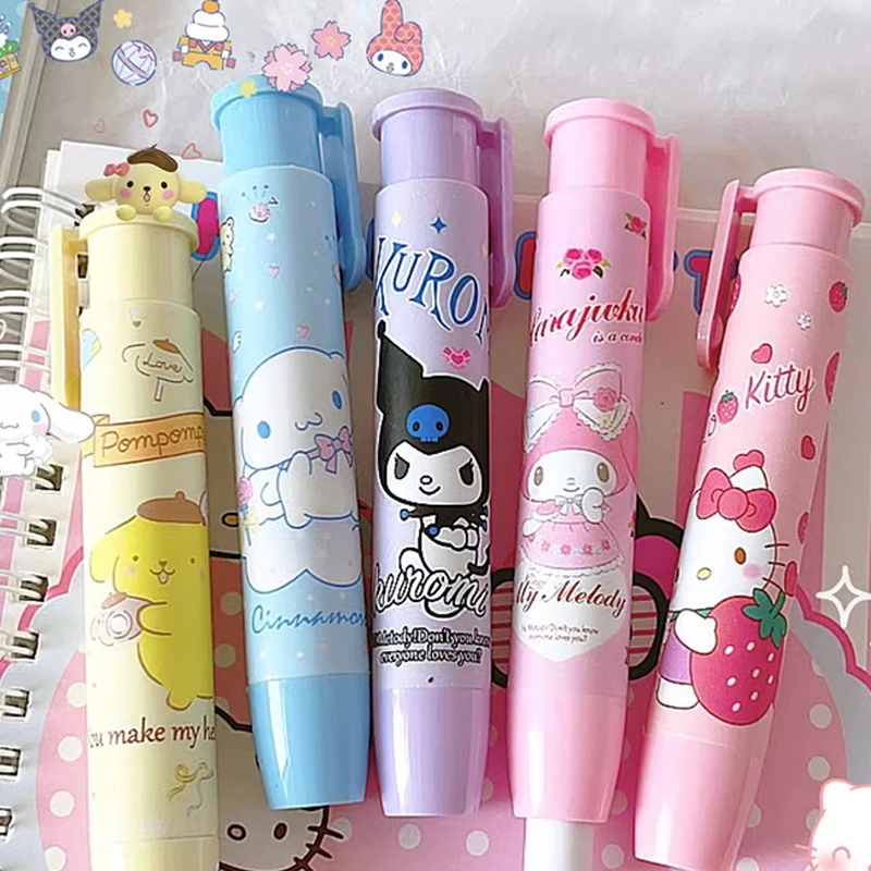 Cute Sanrio Eraser Kawaii Mymelody Kuromi Hello Kitty Student Cartoon Press Rubber Erasers School Supplies Creative Stationery