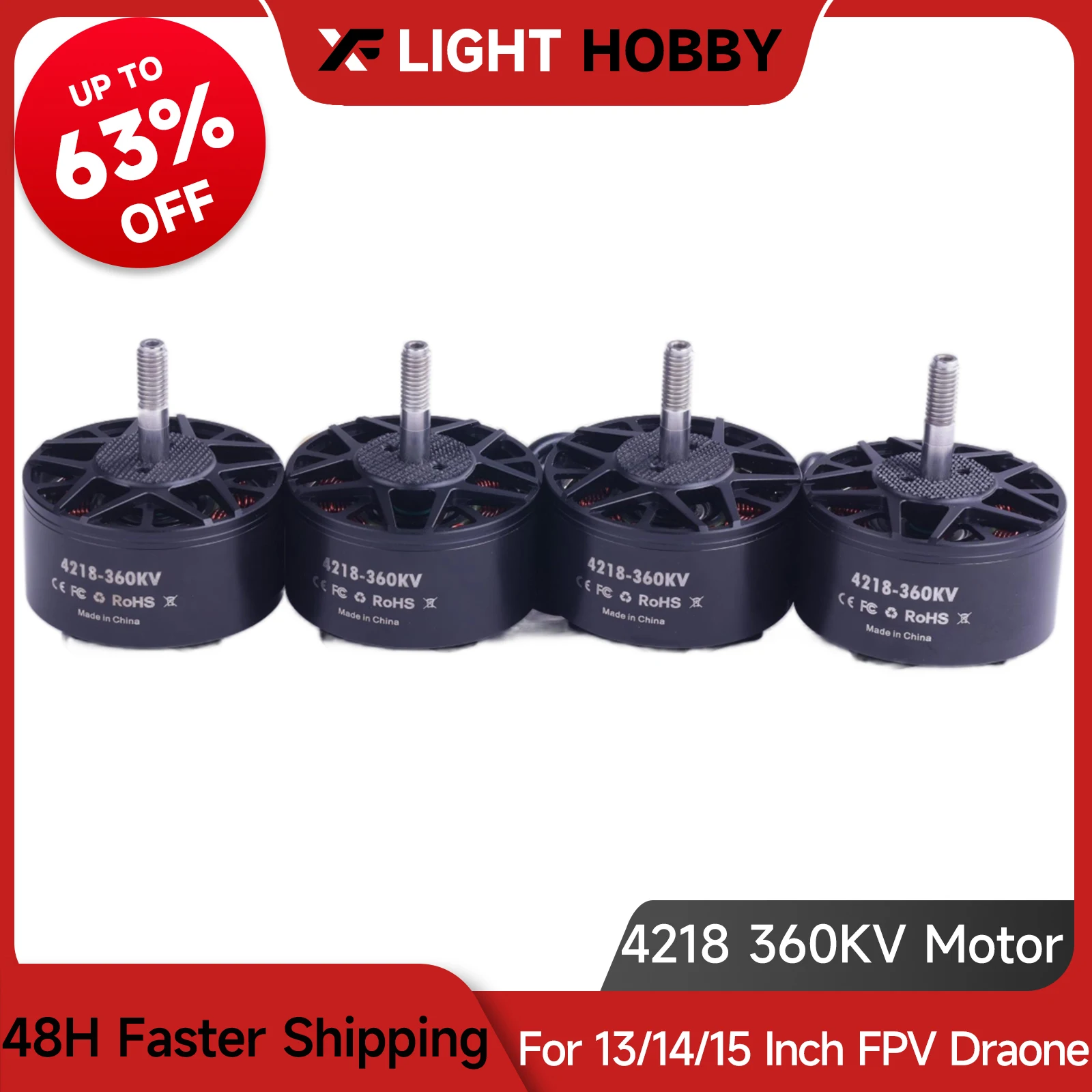 

XFlight Hobby 4pcs 4218 350KV Brushless Motor for for RC Racing Drone 15inch Frame 13/14/15inch Propeller DIY Parts