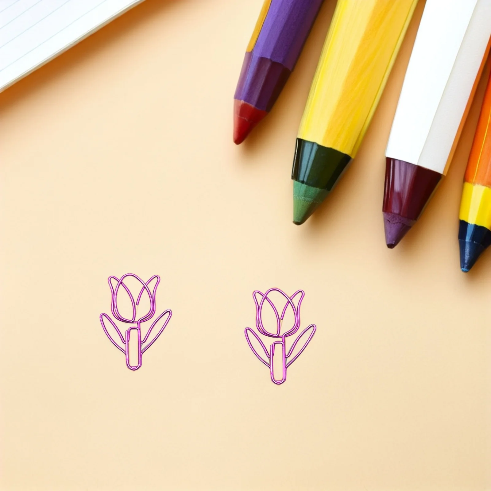 60 قطعة مشابك ورق توليب معدنية ملونة على شكل زهرة قرطاسية لتنظيم مكتب المدرسة ديكور متعدد الألوان #4