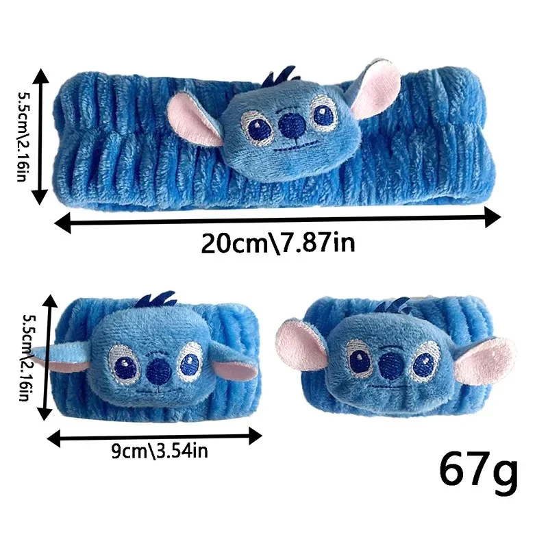 ديزني غرزة رباط شعر غسل الوجه شريط للرسغ Kawaii الكرتون لينة أفخم يشكلون عقال أغطية الرأس المرنة النساء فتاة 3 قطع مجموعة