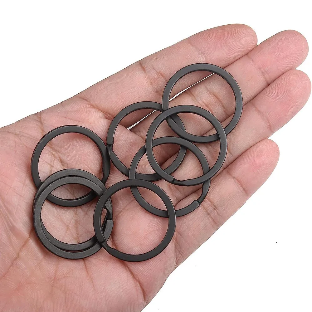 Porte-clés plats en métal noir, fermoir rond, clip de connecteur, porte-clés fendu bricolage, pendentif porte-clés, accessoires de bijoux, 10 pièces, 20 pièces