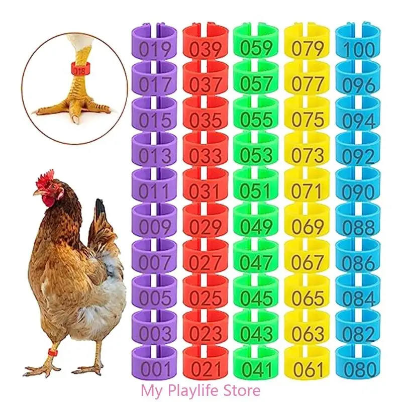 Chicken Leg Rings Identification Leg Bands Numbered Clip on Poultry Leg Bands for Chicken Duck Poultry Foot Rings