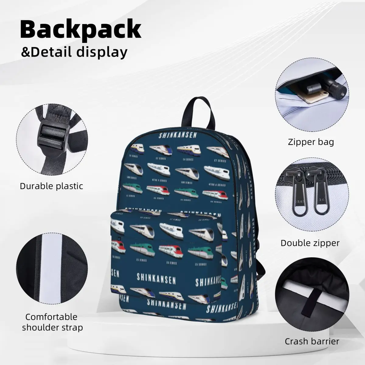 Japanese Shinkansen Bullet Trains Backpacks Large Capacity Student Book bag Shoulder Bag Travel Rucksack Children School Bag