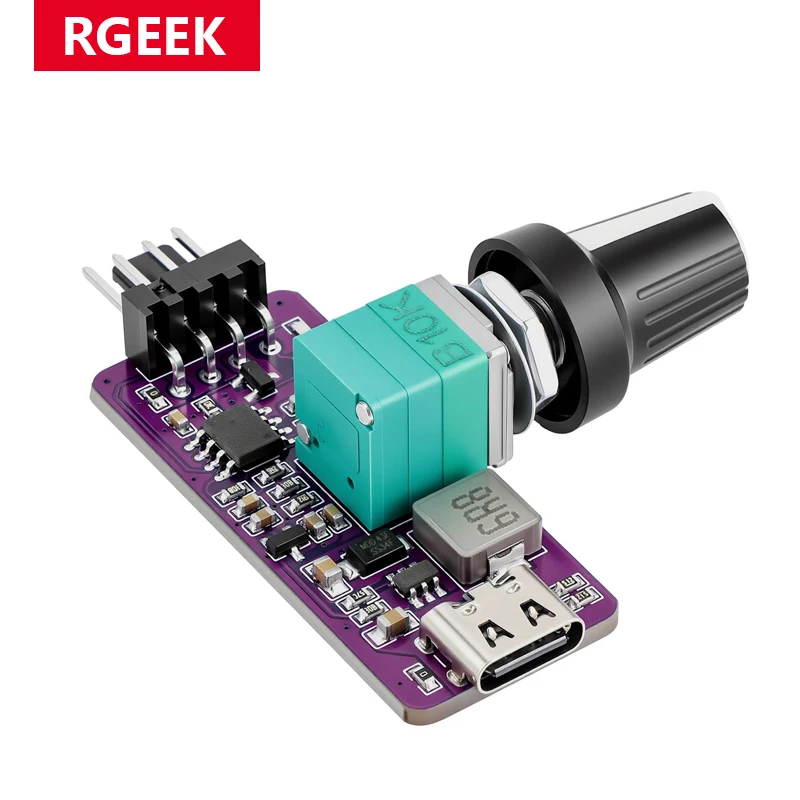 RGEEK DIY Type C 5V to 12V 4 Pin PWM Fan Speed Adapter Controller Supported PC Cooling Fan, Max 12V 8W Output