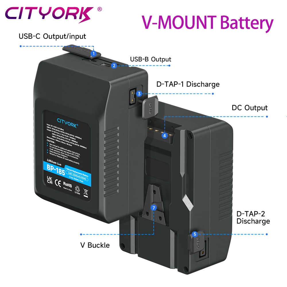 

Аккумулятор V Mount V-Lock BP-222 BP-185 BP-95 BP с кабелем PD20W для видеокамеры Sony Broadcast Video Light Blackmagic URSA