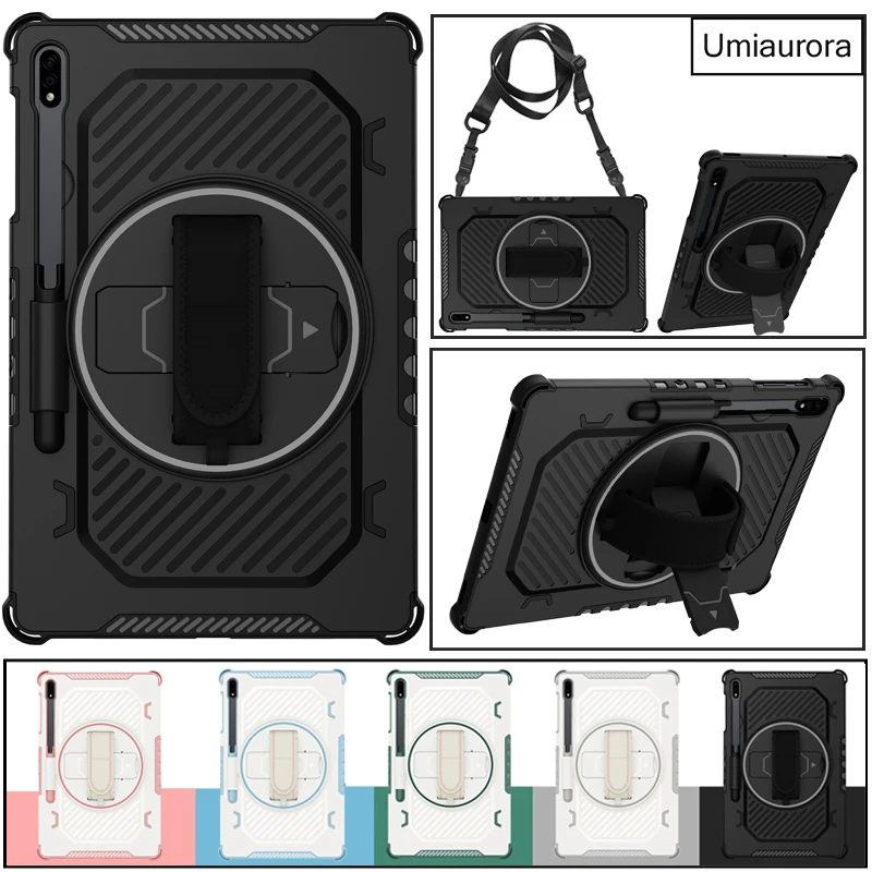 

For Samsung Tab S10 Lite SM-X400 S7 S8+ S9+ FE+ Plus 12.4" SM-X820 X610 X520 Shockproof Tablet Case Hand Strap Stand Armor Funda