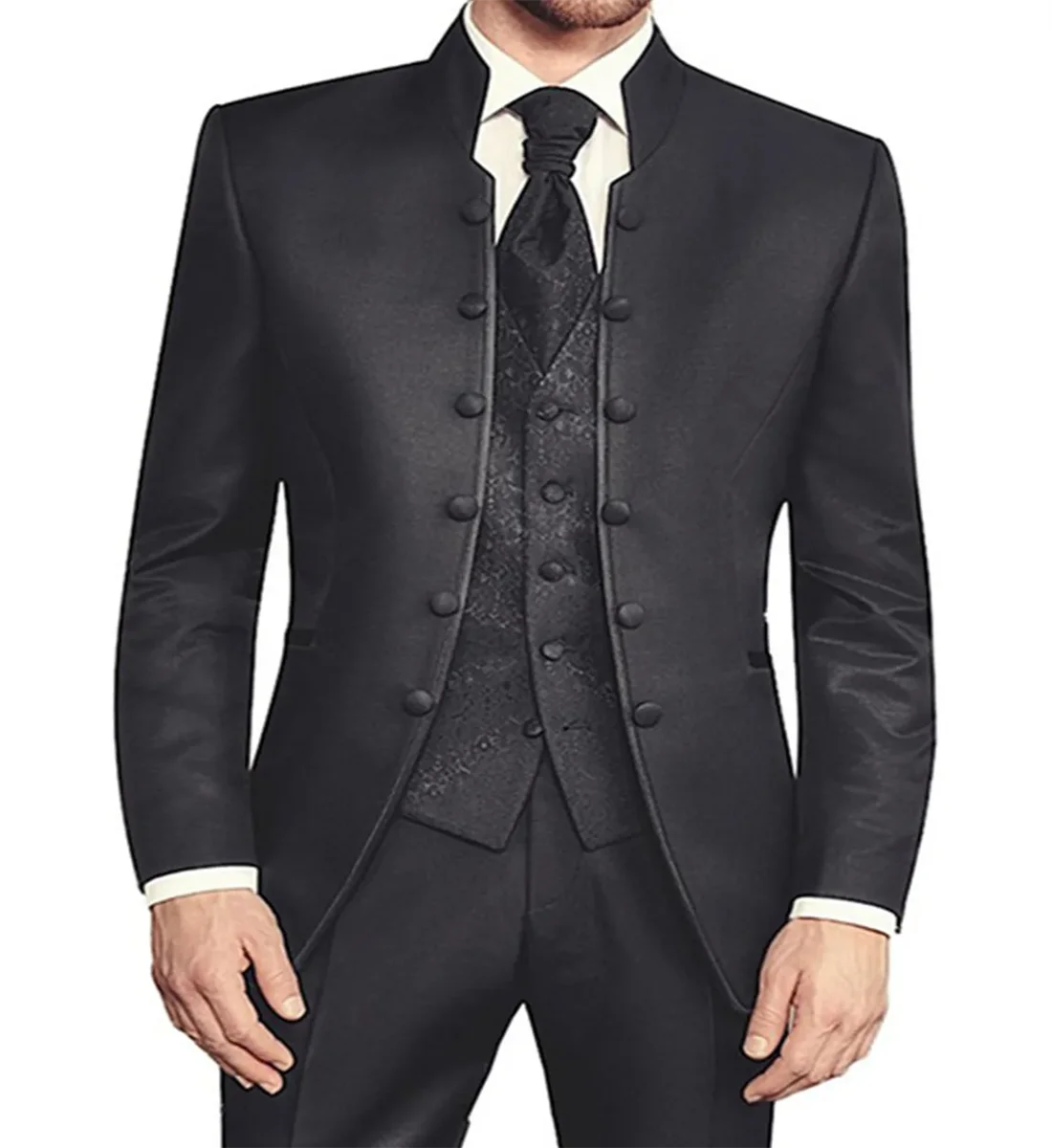 3Pieces men Wedding Suit Prom Dress  Men Suit Set Slim Fit Tuxedo Male Blazer Customized British Style Groom Clothing