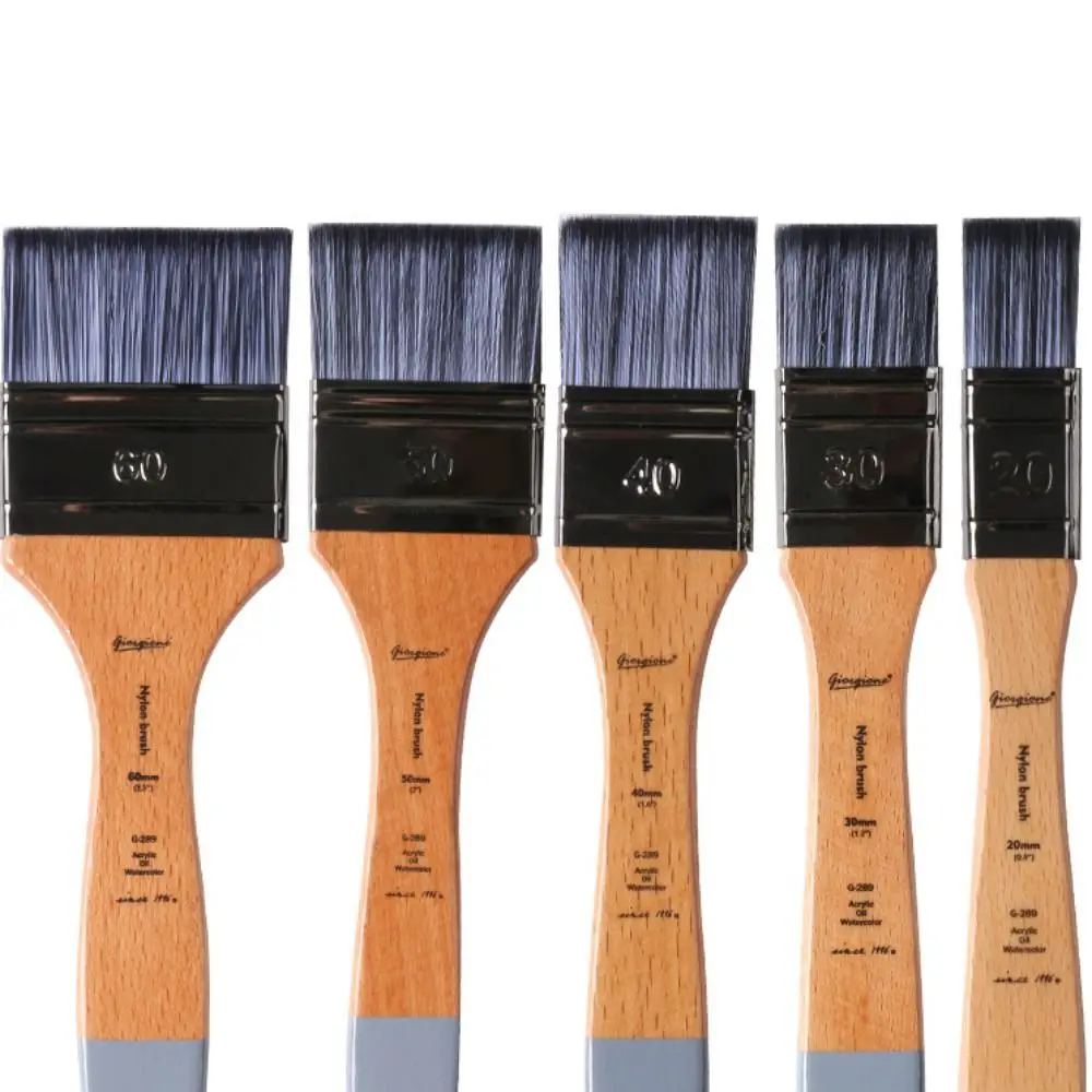 Good Pigment Adsorption Paint Brush Set Elastic Bristle Multiple Sizes Nylon Board Brush Uniform Brushing Wooden Pen Holder