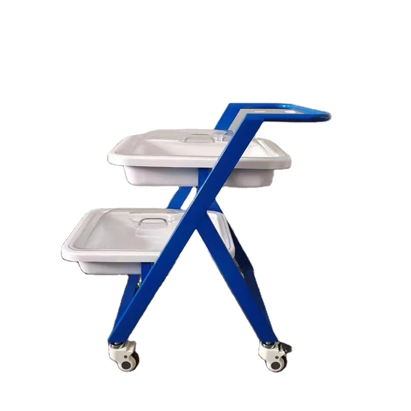 

Hospital Crash Cart / Emergency Trolley Mobile Medical Transport Cart with 2-Tier ABS Trays for Endoscopy & Surgery Instruments