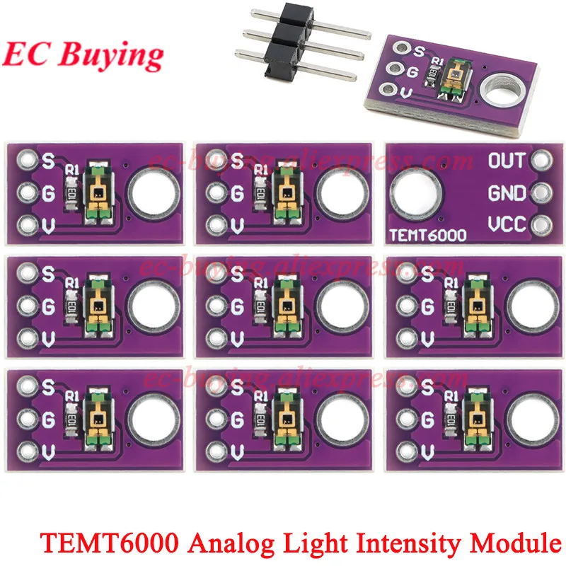 10Pcs/1pc TEMT6000 Ambient Light Sensor Analog Light Intensity Module Visible Light Sensor Detection Infrared IR 570nm 3.3V 5V