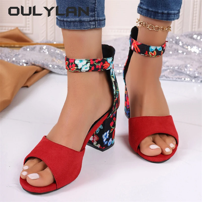 NEW Flower Color High Heels Ankle Strap Platform Shoes Fashion Female Pumps Peep Toe Women Black Herd 36-43 Sandals