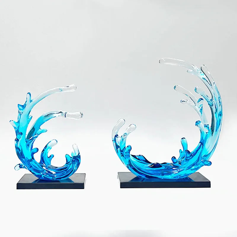 Feng Shui Wealth Energy Water Wave with Purple Pearl Resin Home Decorational Office(Including Display Base)