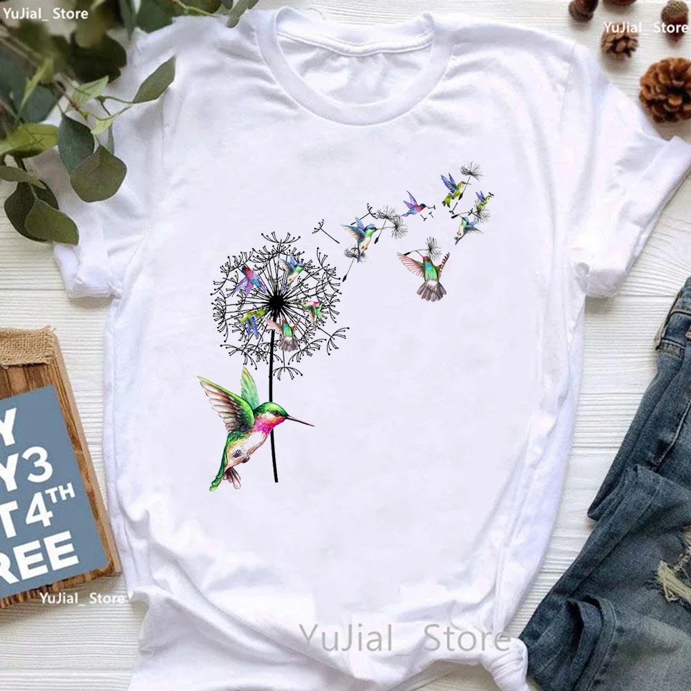 

Bird Hummingbird Dandelion Flowers Shirt For Women Tshirt Fashion Cool T Shirt Girls Harajuku Shirt Summer Tops Shirt wholesale