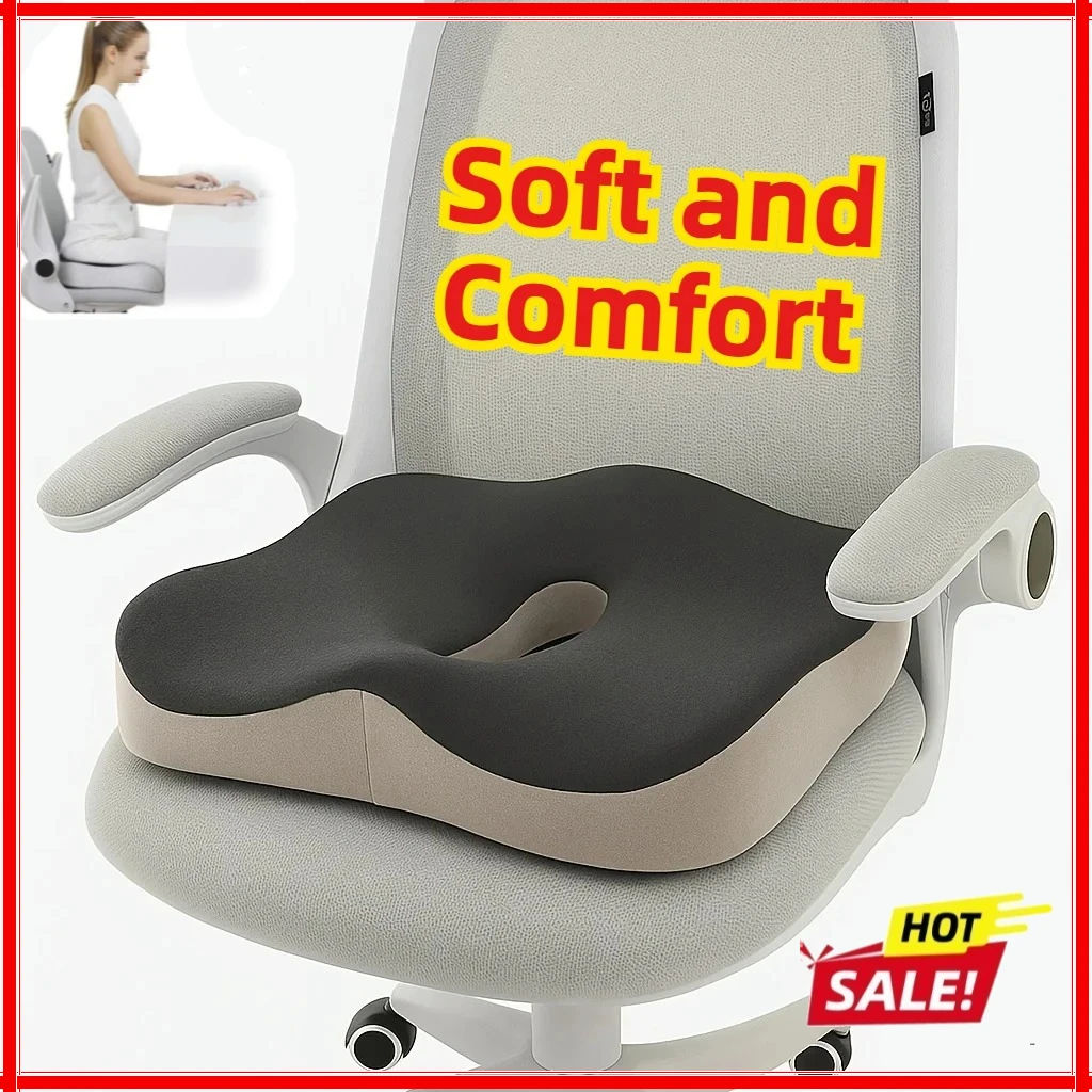 Memory-Schaum Sitzkissen - 3D Ergonomische Unterstützung |   Hellgrün & Grau, Waschbares Polyester, Auto-/Bürozubehör