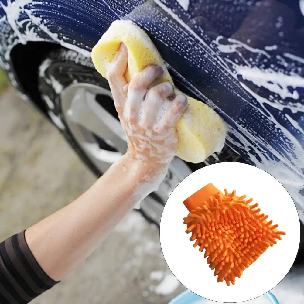 Car Wash Gloves Durable Chenille Fiber Gloves Highly Absorbent Car Wash Mitt for Dirt Removal Lint Free Non-abrasive Glove Wipes