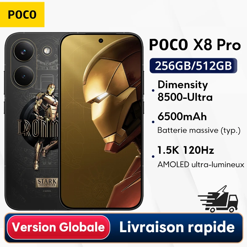 Global Version POCO X8 Pro Iron Man Edition Speed to the max 6500mAh battery 100W HyperCharge 50MP main camera Supports NFC