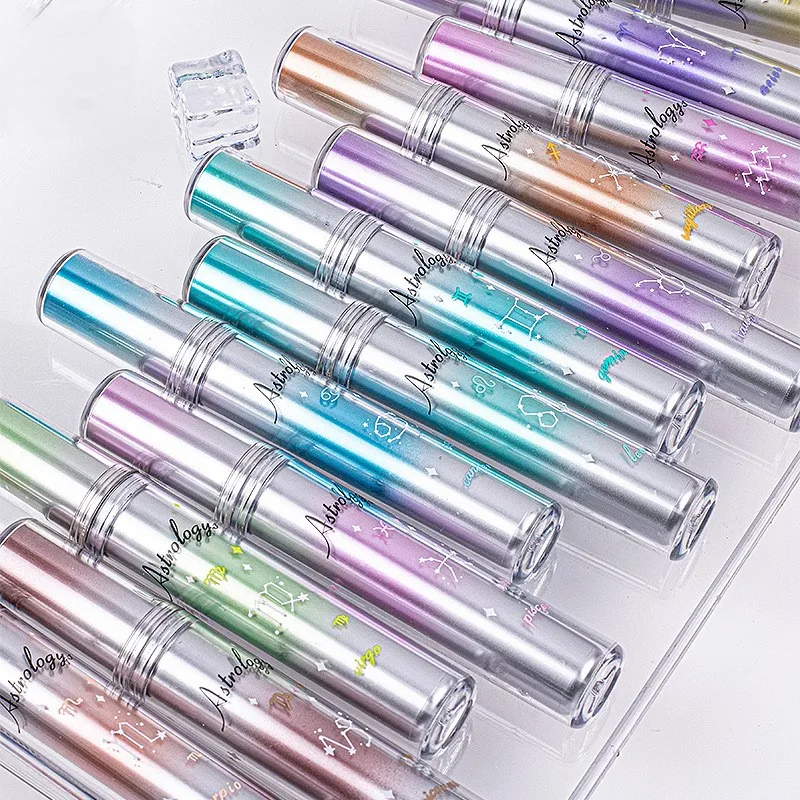 4PCS New Zodiac-themed fine glitter highlighter pen soft tip Colored marking pen for students and journaling