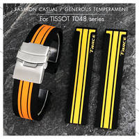 17mm 21mm Rubber Silicone Watchbands for Tissot T-RACE T048-417A Men Black Orange Waterproof Sports Deployant Clasp Bracelets