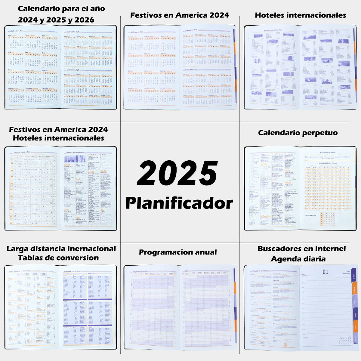 2024-2025 Planner Notebook Monthly Calendar Spanish Jul. 2024 - Jun. 2025 Schedule Soft Leather Paper Office School Stationery