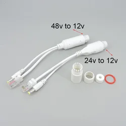Divisor POE impermeable, Cable adaptador, módulo de fuente de alimentación, inyector para cámara IP cctv, 48V a 12V, 24V a 12V