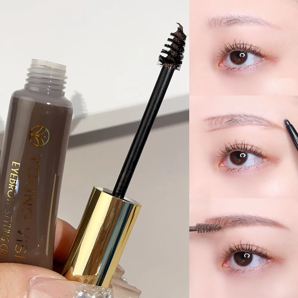 เจลสีสำหรับสักคิ้วมาสคาร่าครีมสีทาคิ้วแบบธรรมชาติที่ยั่งยืนเครื่องมือแต่งหน้าสีน้ำตาลสีดำ