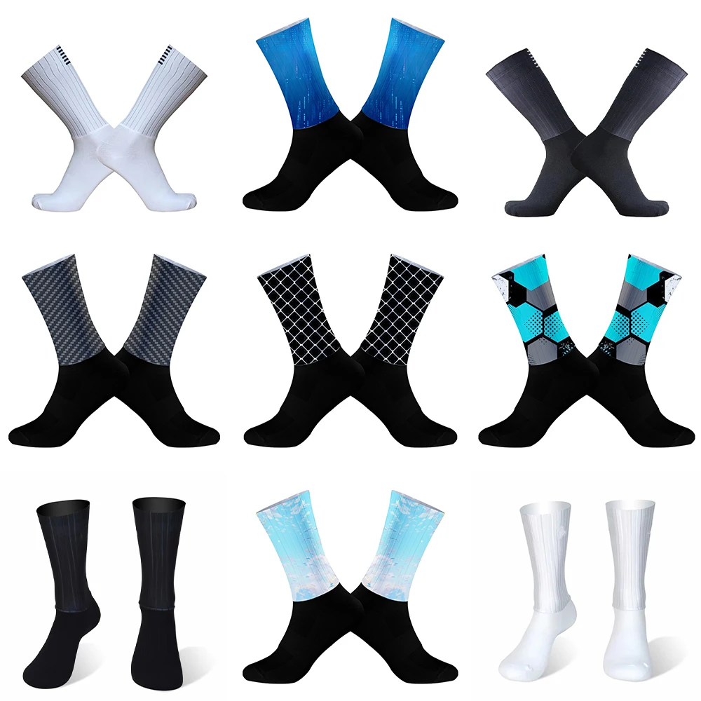 

2024 New Summer Aero Cycling Bike Socks Team Silica Gel Non-slip Breathable Pro Sports Socks Men Women ﻿