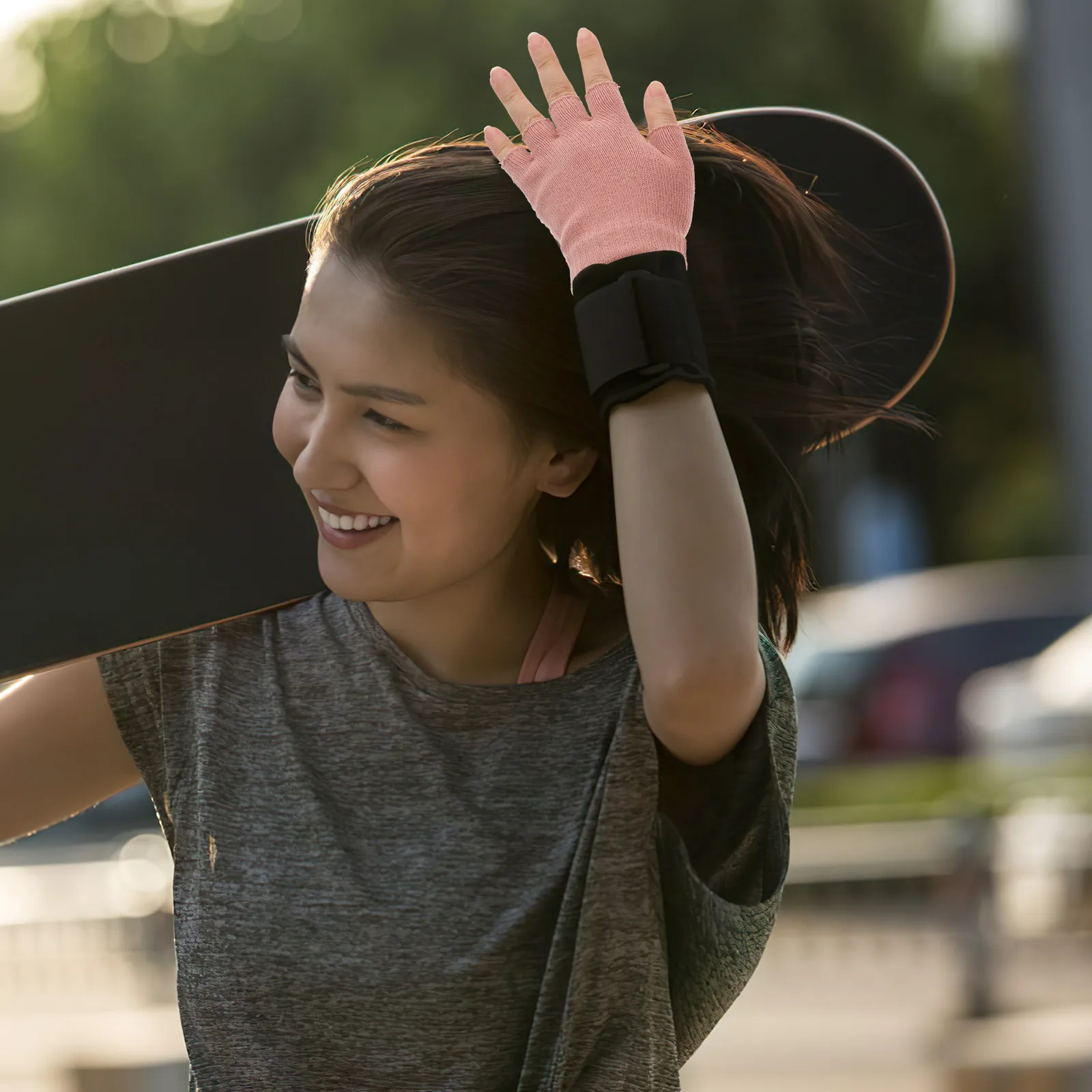 

1 пара перчаток для йоги, нескользящие вязаные дышащие перчатки без пальцев для фитнеса, тренировок, впитывающие пот, для защиты рук