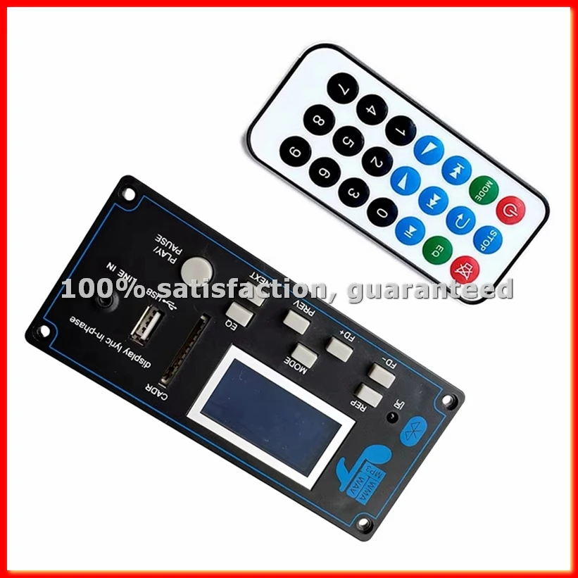 Bluetooth 12V LCD MP3 Decoder Board WAV Decoding MP3 Record Player Audio Module Support FM Radio AUX USB with Display-A86Z