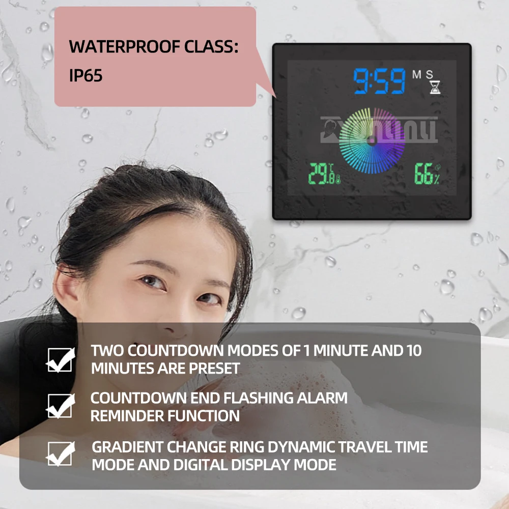 Jam Digital elektronik dalam ruangan, jam dinding kamar mandi tahan air untuk anak-anak, jam samping tempat tidur pelajar, jam Digital dalam ruangan